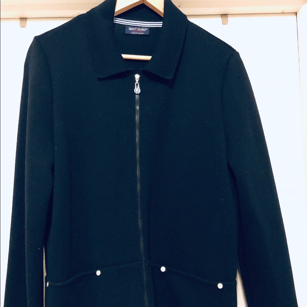 Saint James Size12 zipper wool cardigan sweater